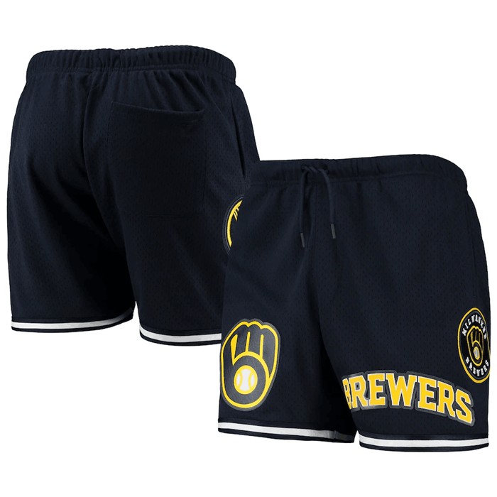 Men's Milwaukee Brewers Navy Team Logo Mesh Shorts